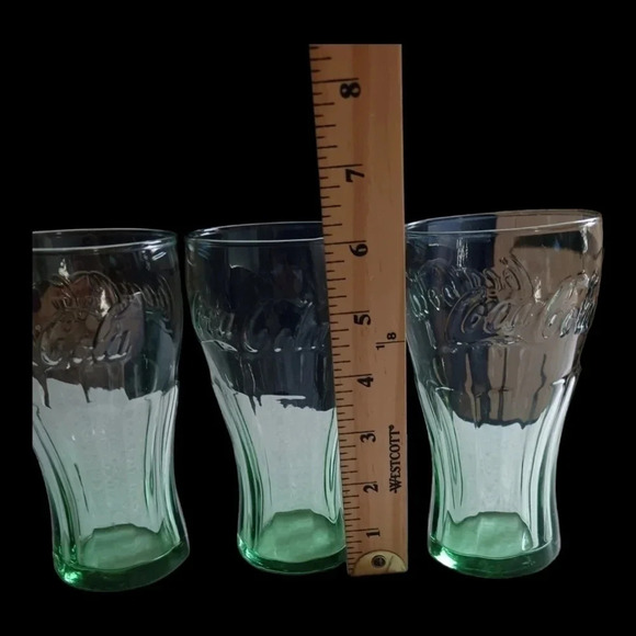 Vtg Set of 6 green glass coca cola - Picture 4 of 6